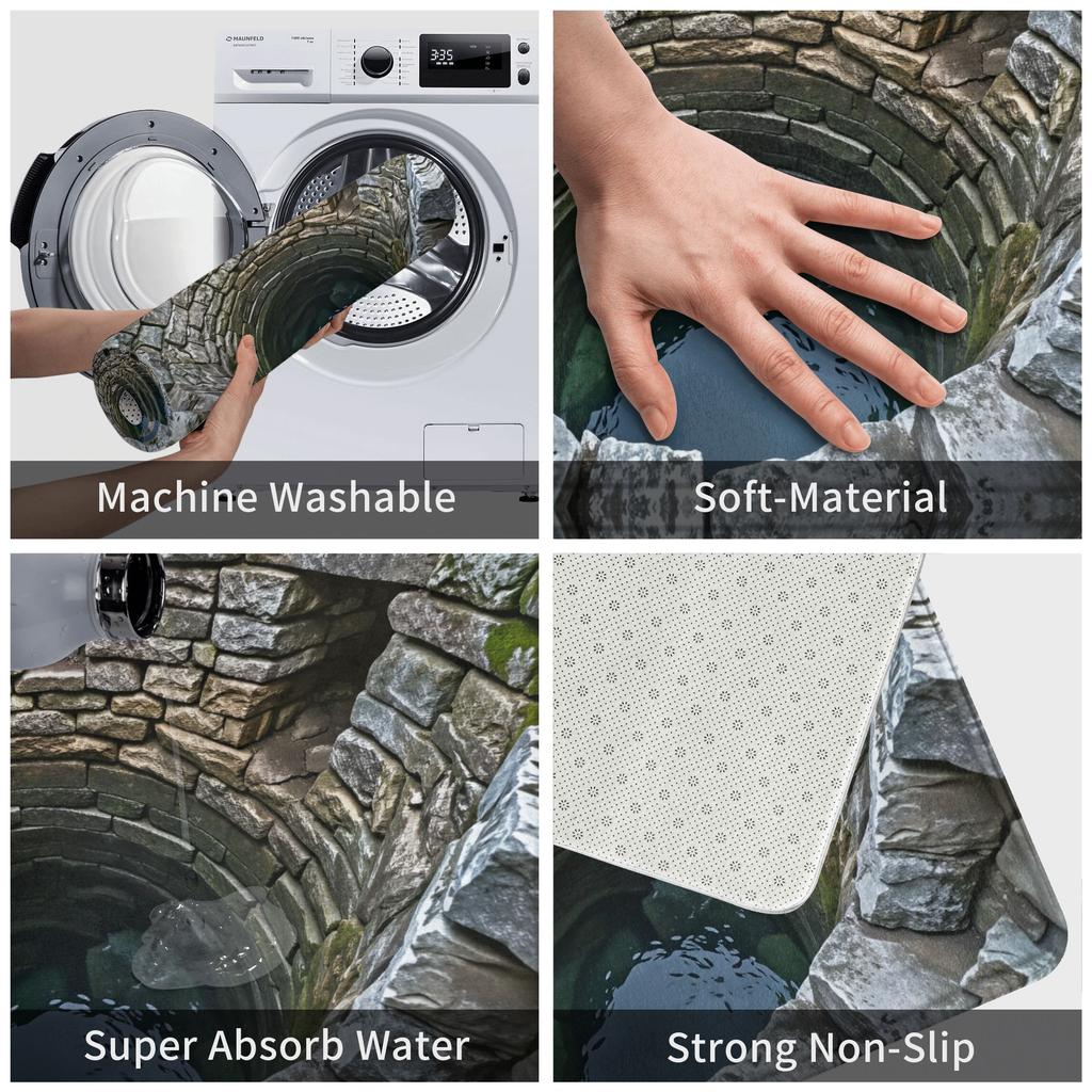 3D Visual Effect Cave Hole Doormat Anti-Slip Entrance Kitchen Bath Door Floor Mat  Garden Rug Carpet Footpad
