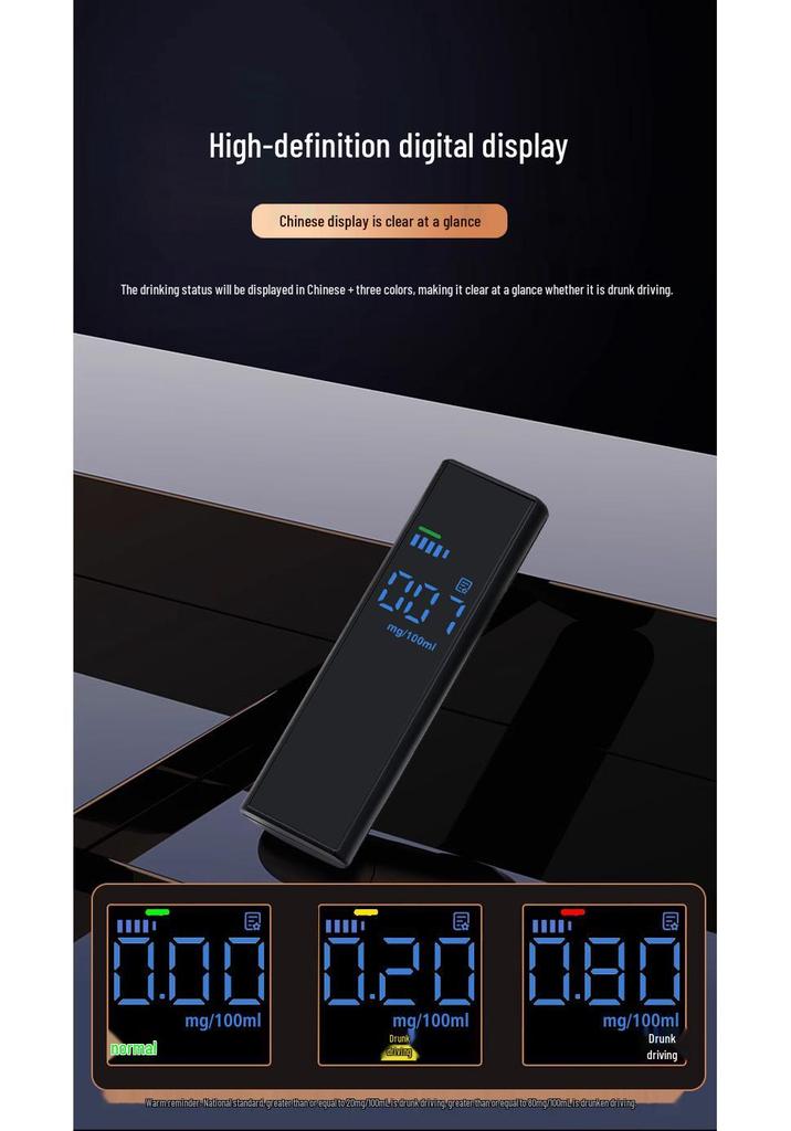 High-Precision Breathable Alcohol Breathalyzer for Drunk Driving Detection