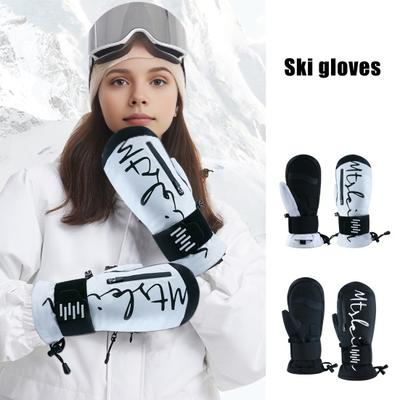 Ski Gloves with Built-in Wrist Guards EVA Shock Absorber Winter Gloves Waterproof Warm