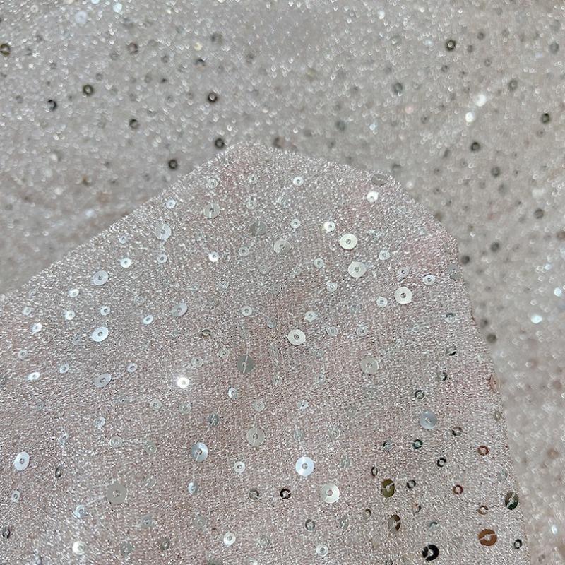 1/3/5Yard Fashion Colorful Embroidered Fabric for DIY Sewing Wedding Dress Skirt Mesh Material Shiny Sequin Embroidery