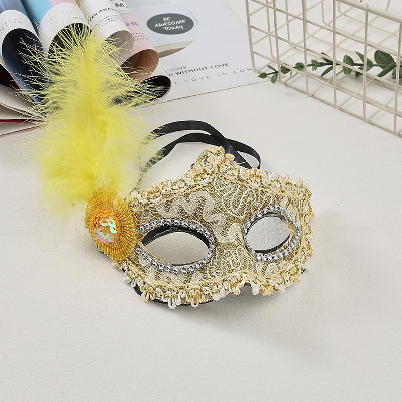 Sexy Half Face Lace Masquerade Mask 8 Colors Optional Feather Decoration Mini Hat Halloween Party Makeup Costume Prop For Women