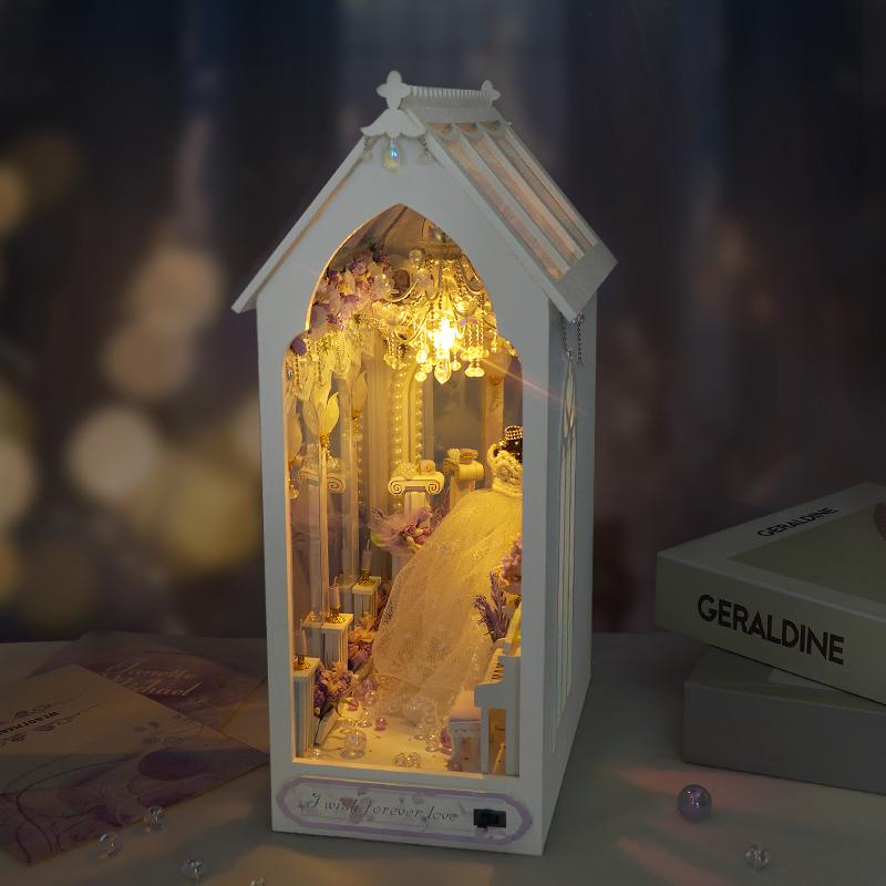Rincón de Figuras Miniatura de Madera para Libro de Bodas DIY Miniaturas Atril Estantería Hecha a Mano para Regalos de Cumpleaños Manualidades de Decoración del Hogar
