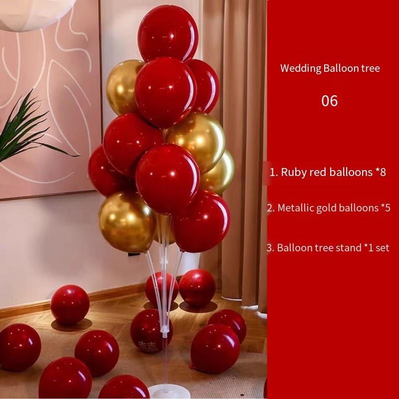 Wedding Venue Floating Red Balloons Package Engagement Decoration Road Guide Romantic Wedding Table Floating Bracket Arrangement