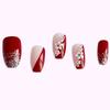 3D Camellia Wine Red Glitter Wearable Nails
