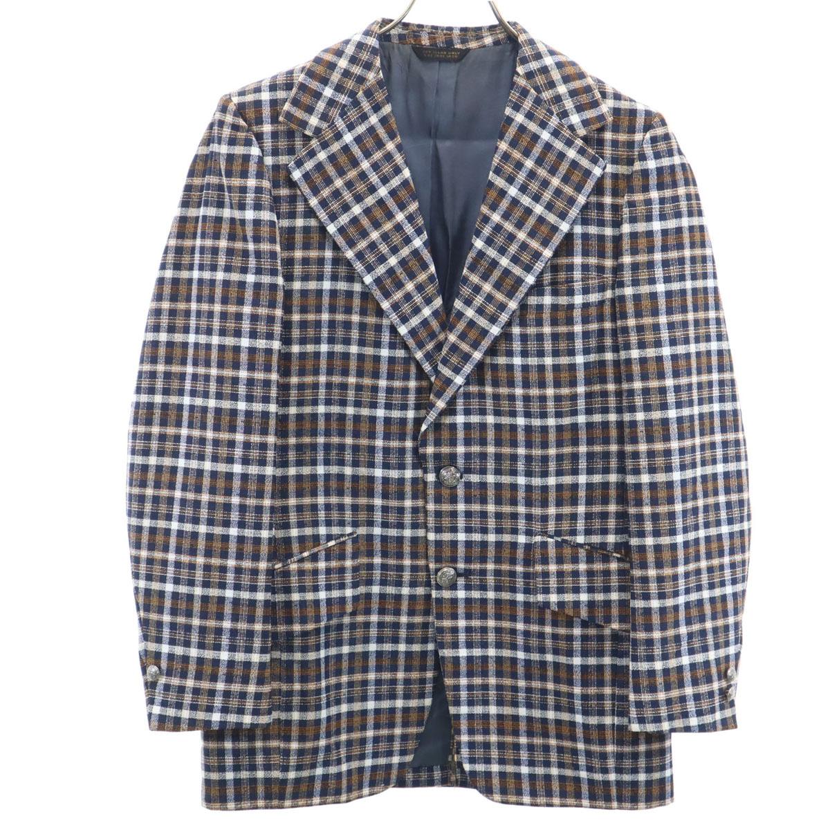 

JC PENNEY 80-е Винтажный пиджак по фигуре в клетку Union Ticket Коричневый Мужской Б/У