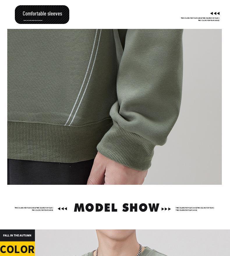 Men's 2025 Autumn/Winter Velvet Thickened Pullover Hoodie - Round Neck, Long Sleeve, Casual Sports Top