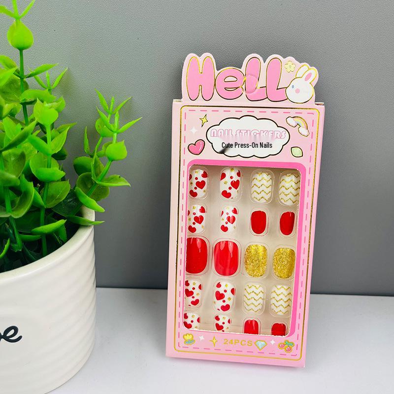 Children's Wearable Custom Nail Stickers - Cute European & American Jelly Glue Fingernail Tips
