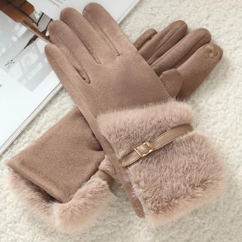 Velvet Women Gloves Thick Cycling Mittens Fashion Winter Suede Gloves Outdoor
