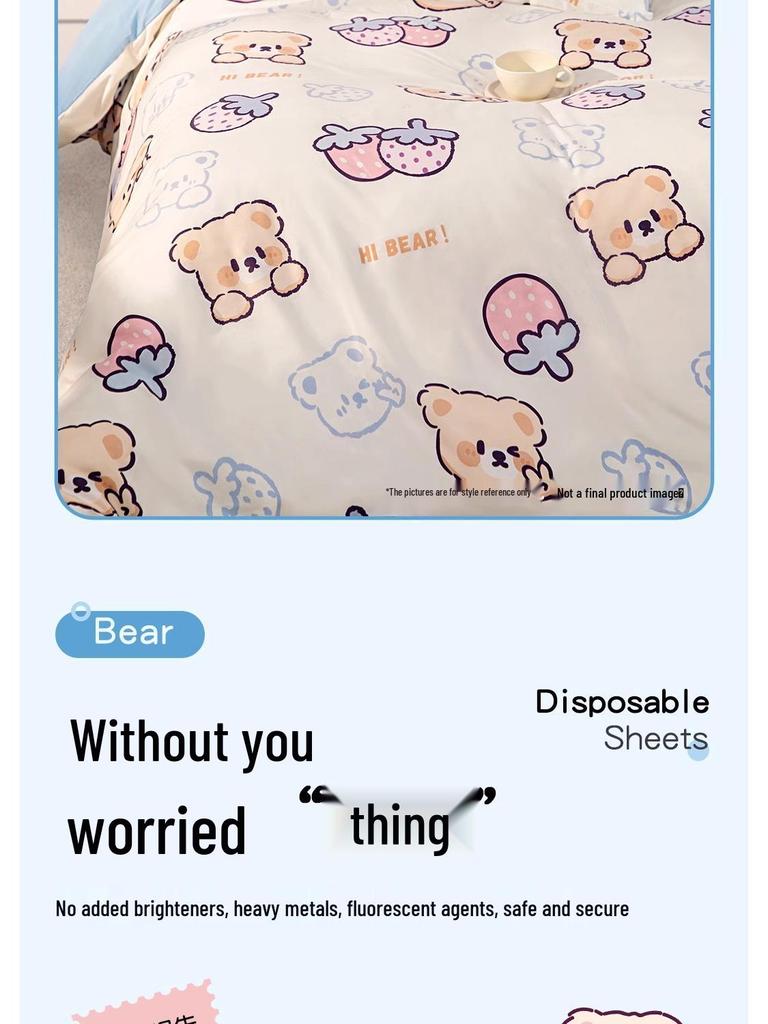 Extra Large Thick Disposable Hotel Bedding Set: Duvet Cover, Pillowcase, Bath Towel & Dirt-Isolating Bed Sheet.