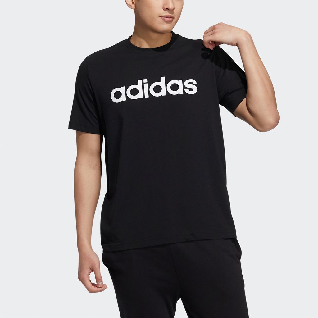 Adidas Neo Colorblock Logo Print Sports T-Shirt Men Tops Black H16311
