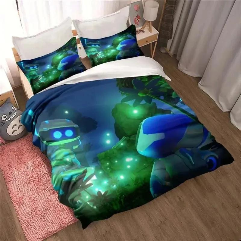 Roztomilé kreslené povlečení Astro Bot Souprava přikrývek Jednolůžková postel King Size Bed Set Dospělí chlapci Ložnice Povlak na polštář Povlak na přikrývku