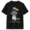 We Pride At Dawn Cute LGBTQ Raccoon Pride Flag Pride Month T Shirt Summer Streetwear T Shirts Pure Cotton Leisure Tee Shirt