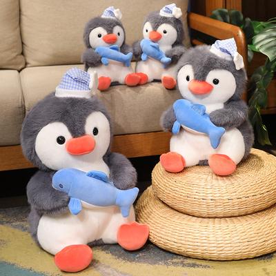 Soft Wear Hut Pinguin Umarmung Fisch Plüschtiere Gefüllte Cartoon Tierpuppe Spielzeug für Jungen Schönes Weihnachtsgeburtstagsgeschenk