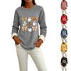 Women's Lined Round Neck Long Sleeve Halloween Print Casual Top for Winter