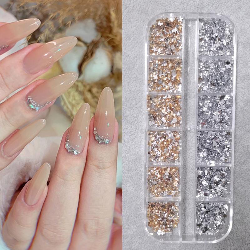 Mix 3D Flatback Nail  12 Grids Mini  Diamonds For Nail Art Glitter Charm Decorative Diy Manicure Art Accessor