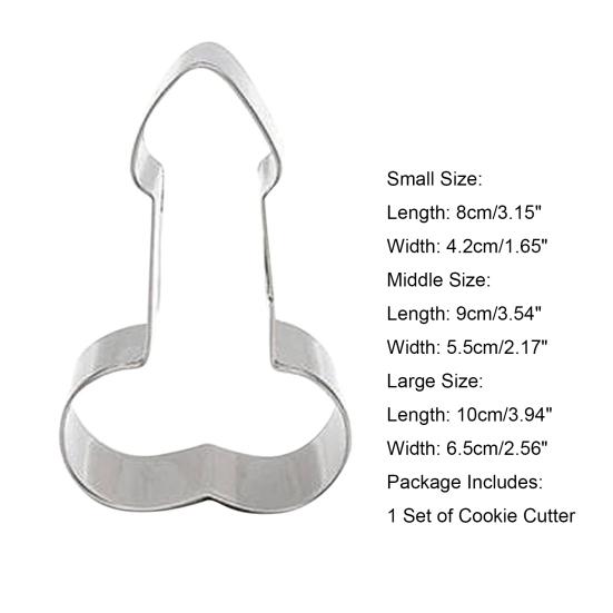 Yousheng 3Pcs/Set  Cookie Cutter Reliable Non-stick Stainless Steel Creative Penis Shape Biscuit Mold for Kitchen