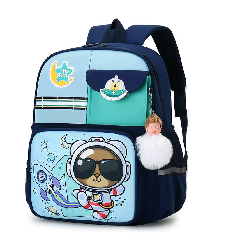 Modern Cool Style Kids Backpack For Boys And Girls Breathable Nylon Material Load Reduction Trendy Design Green