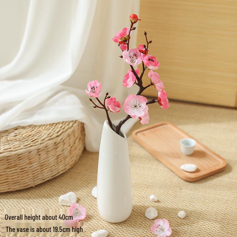 Artificial Plum & Peach Blossom Bonsai: Dried Flower Arrangement for Indoor Decoration