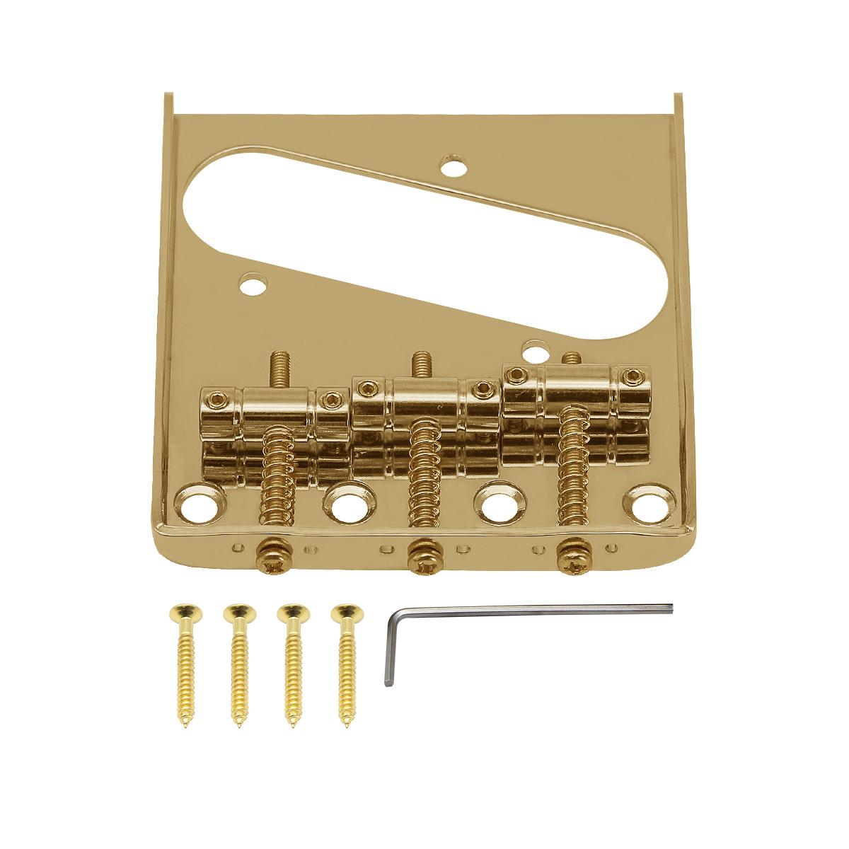 FLEOR Vintage Steel 3-Saddles Bridge TL Electric Guitar Bridge 10.8mm for TL Guitar Parts золотой