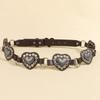 Vintage Cowboy Waistband PU Leather Heart Hollow Belt Simple Cowgirl Buckle Belt  Dress Decoration