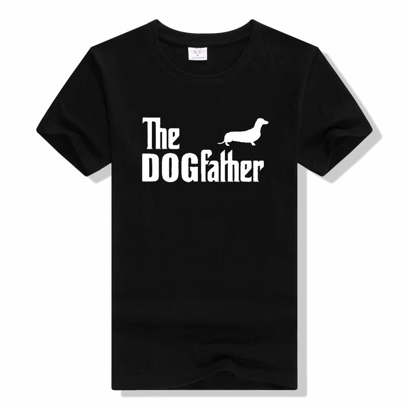THE DOGFATHER Dachshund Sausage Dog Funny Print T Shirts for Men Summer Short Sleeve TShirt Casual Streetwear Soft Cotton
