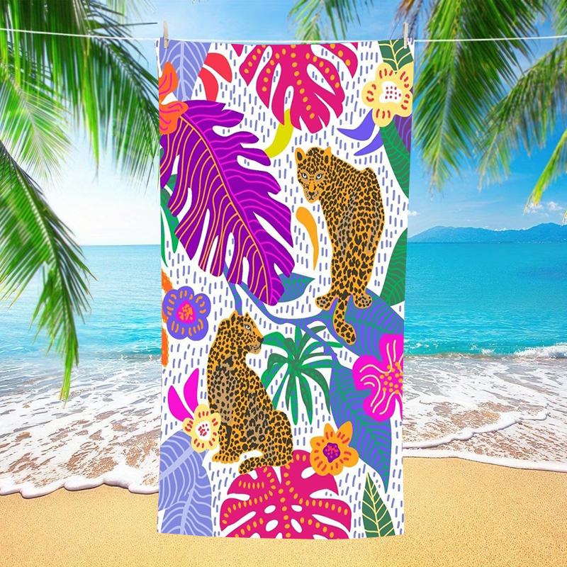 Oversized Microfiber Beach Towel Extra Large Quick Dry Sand Free Bath Towel Tropical Leopard Parrot Swim Pool Blanket Adults