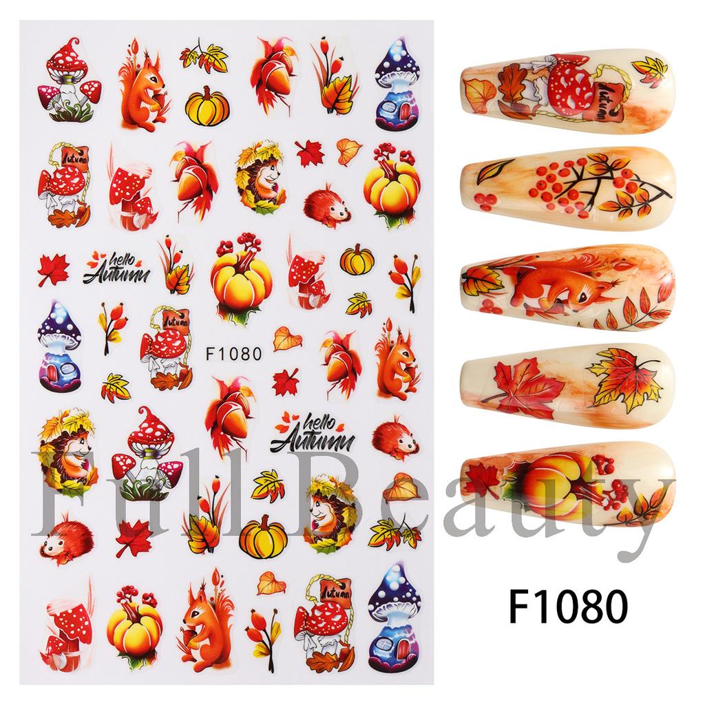 2pcs Autumn Flower Nail Stickers Y2K Butterfly Nail Supplies Nail Decals Cute Bee Fox Stickers For Nails Nail Art Decoration