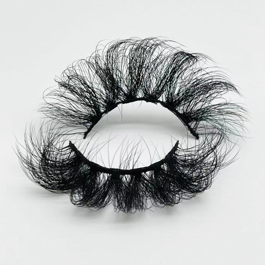 25mm Mink Eyelashes Russian Curly Eyelashes European And American Thick Messy Fried Hair False Eyelashes