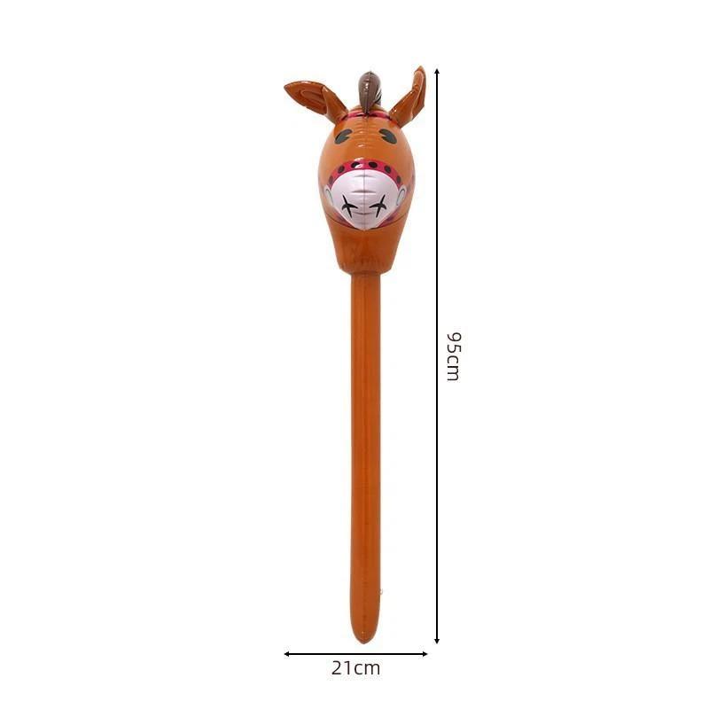Inflatable Horsehead Stick Soft Comfortable Brown Toy for Cowboy Themed School Event Kids Stage Performance Prop