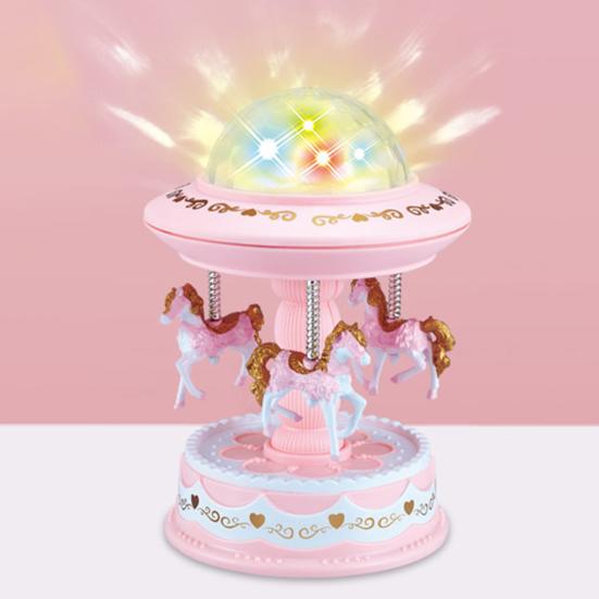 Music Box Cartoon Style Go-Around Lightweight Projection Music Box Carousel Luminous Gift for Children