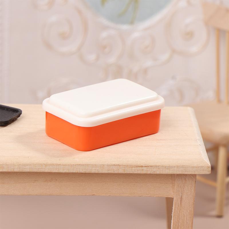 1:12 Scale Dollhouse Kitchen Lunch Box Simulation Plastic Storage Box Mini Fresh Keeping Box Food Tableware Decor Toy Model