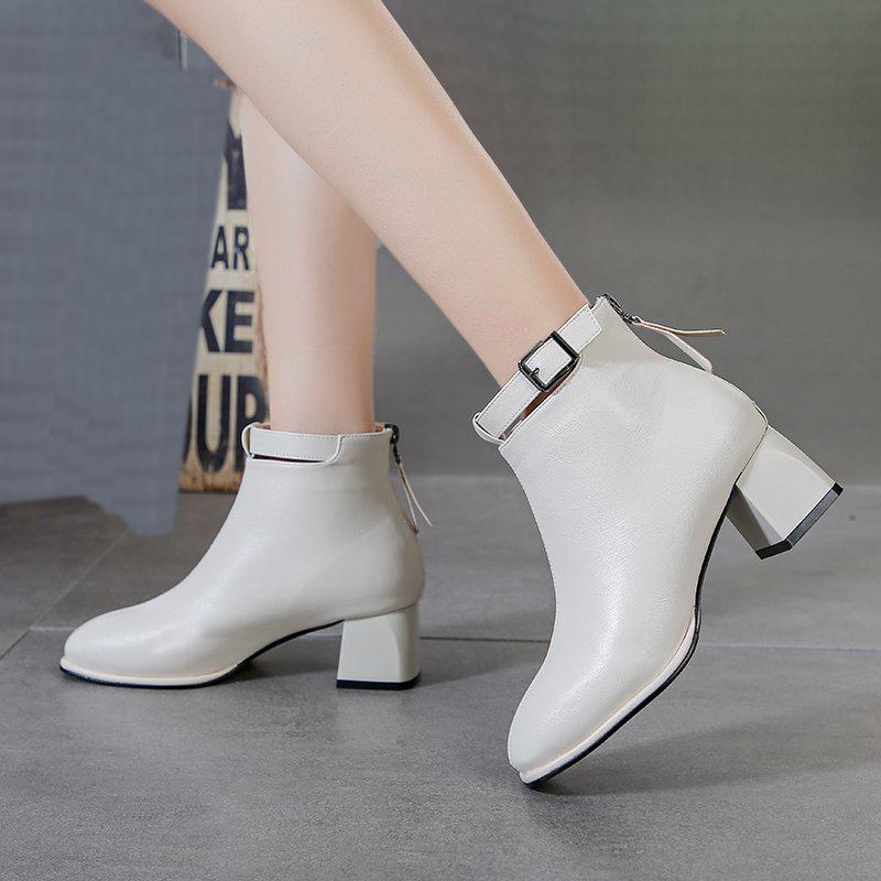 Winter Women's Plush Warm and Fashionable Back Zipper High-heeled Fashion Boots High Top Boots Leather Shoes Midsole Boots Women's Shoes