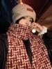 Women Winter Knitted Scarf Headscarf Ladies Casual Red Plaid Warm Scarve Mujer Foulard Wrap Shawl New Christmas New  Gifts