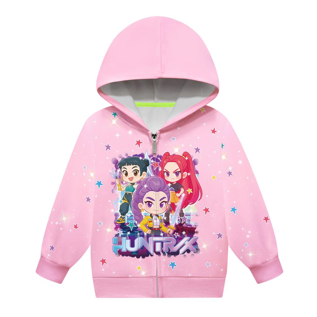 Girls Hoodie 3D Cartoon Jacket Sweatshirt Music Zip Hooded Long Sleeve Tops