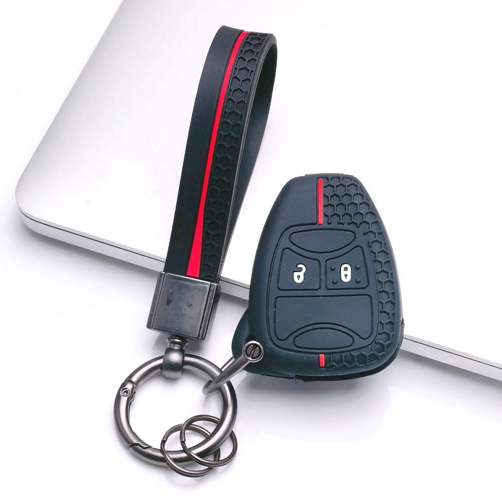 Key Fob Cover for Jeep Renegade Compass Cherokee Wrangler Challenger Charger Durango Grand with Keychain Anti-Scratch Guard Shockproof Protection