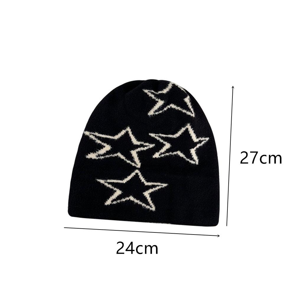 New Fashion Star Printed Winter Warm Pullover Hat For Men Women Knitted Wool Beanies Skullies Korean Hip-hop Beanie Street Punk