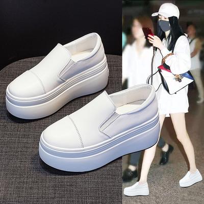 Rundkopf lässige einzelne Schuhe Damen Frühling 2025 neu vielseitig Mode niedrig geschnittene Fußmuffin-Sohle dicke Sohle um 10 erhöht