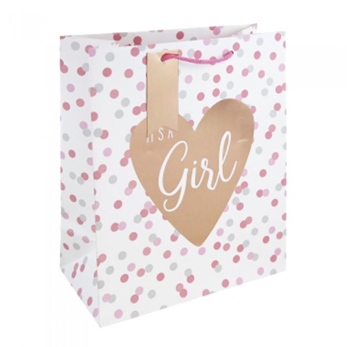 Eurowrap ItÂ´s A Girl Dotted Gift Bag (Pack of 6)