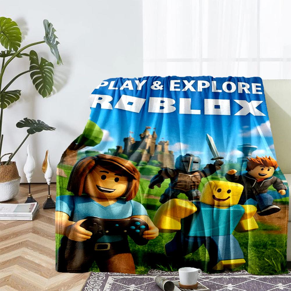 Roblox Theme Printed Blanket - Perfect for Couch, Bed, Travel & Outdoor Use | Machine Washable, Cozy & Durable.