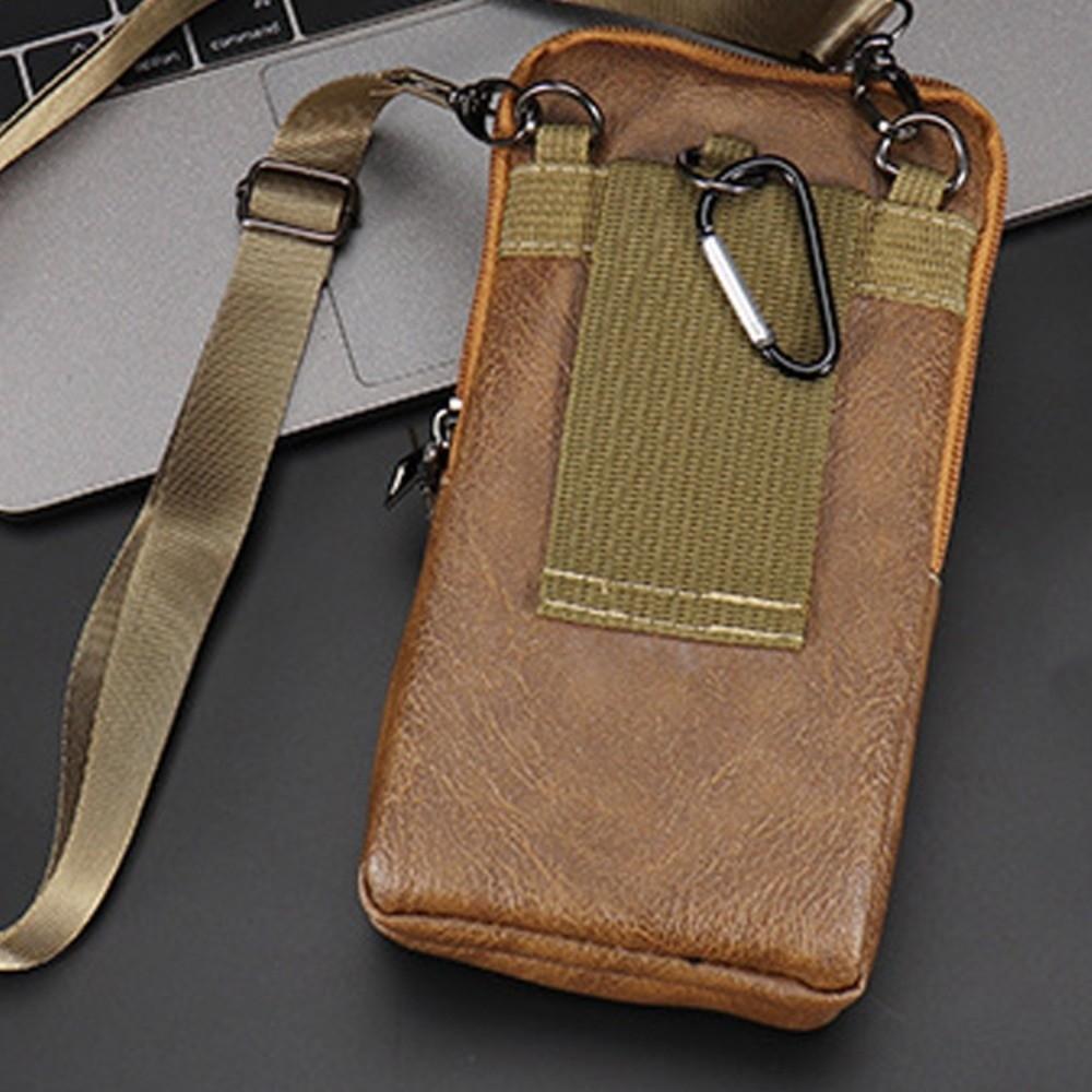 With Strap Mobile Phone Pouch Double Layers Phone Belt Hanging Pouch Phone Belt Clip Bag  Men