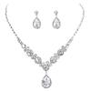 European Fashion Luxurious Zirconia Water Drop Necklace & Floral Earrings Set