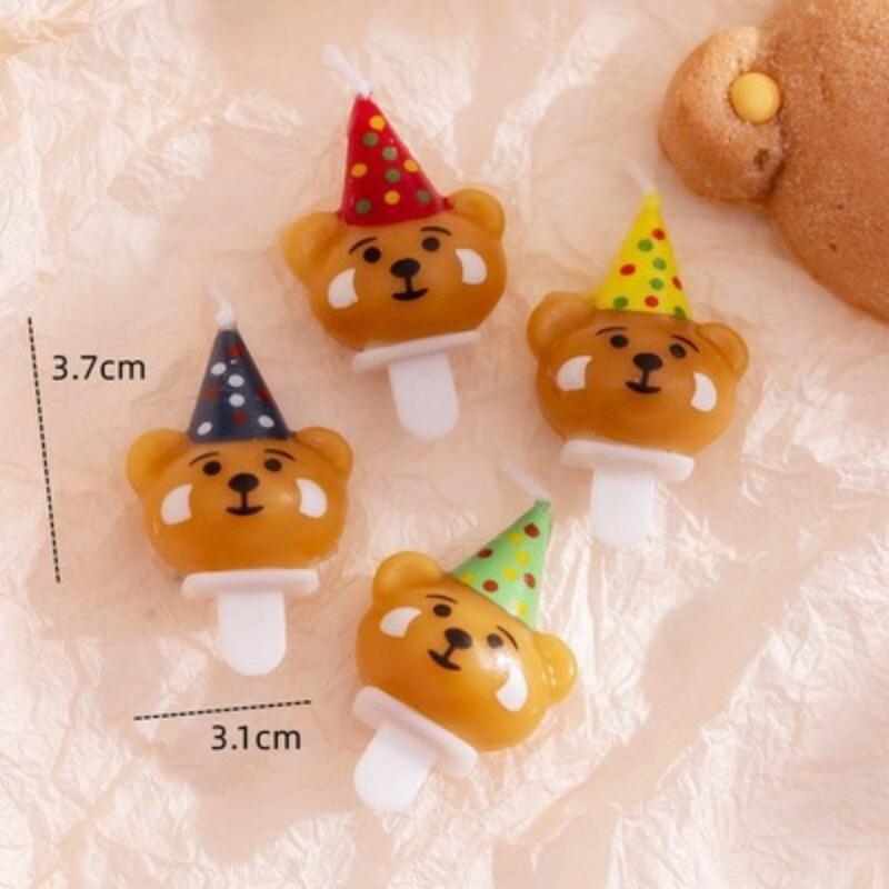 

Торт-свеча в виде медведя, вставляемые украшения для десертного стола, без пищевого соевого воска, украшение для вечеринки по случаю дня рождения