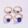 Men and Women Color Diamond Set 4-piece Ring Geometric Imitation Gemstone Set Ring Set