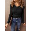 Autumn Winter Round Neck Tshirts Women's Button Style Solid Color Long Sleeved T-shirt Top