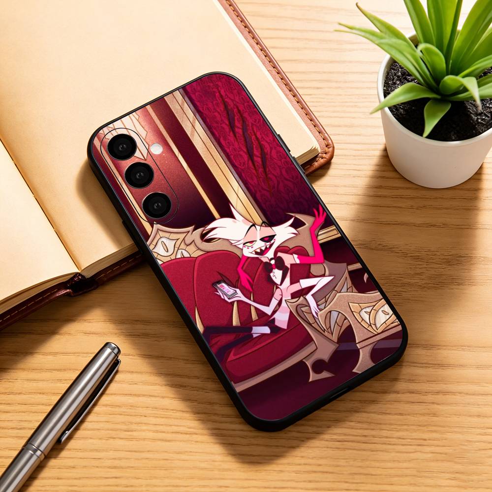 H-hazbin Hotel Angel Dust Phone Case Black Silicone Soft For Samsung Galaxy A73,A72,A71,A70,A53,A52,A51