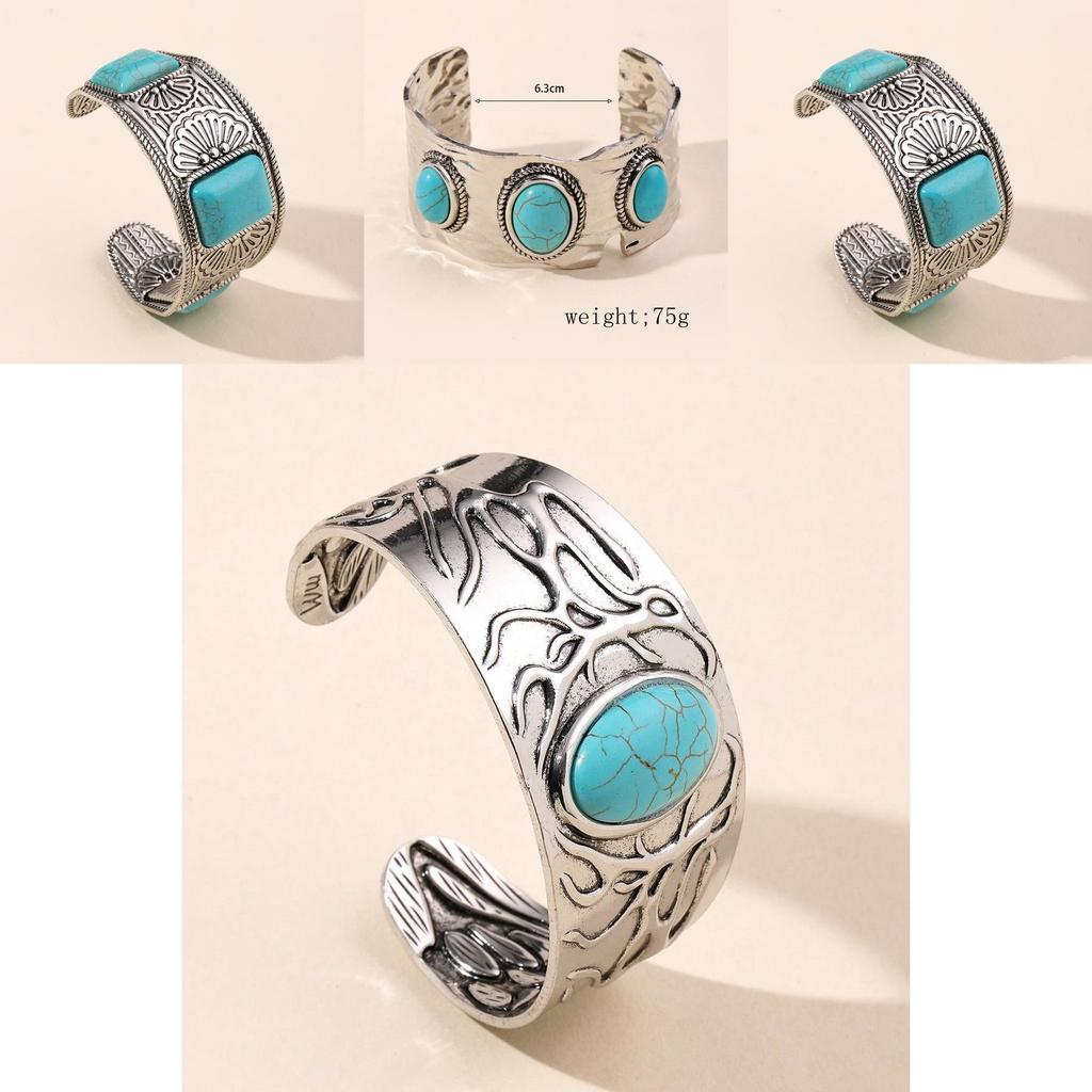 Boho Chic Alloy Geometric Hand Bracelet With Turquoise For Womens Fashion Scene