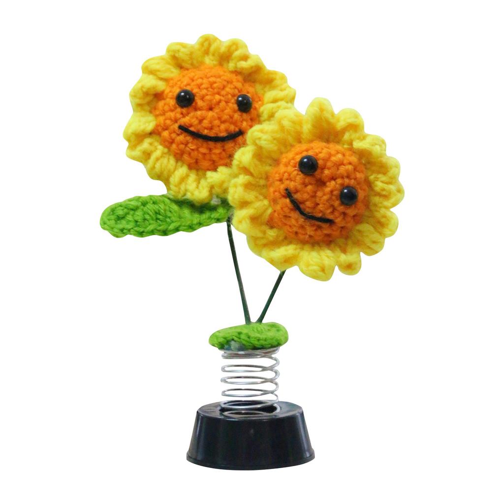 Creative Car Ornaments Hand-woven Car Shaking Flower Sunflower Plastic Car Interior Decoration Supplies.