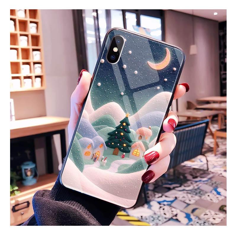 Glass phone case For Samsung S25 S24 S23 S22 Ultra S24 Plus A55 A16 A54 A15 A56 A36 S25 FE Christmas Ball Tree