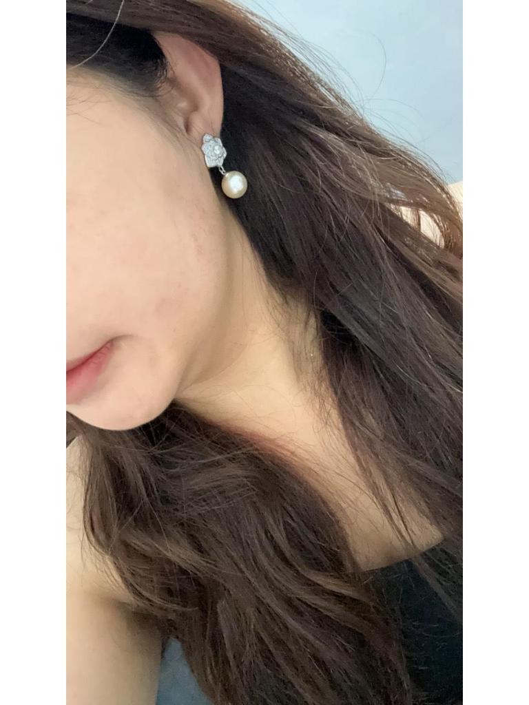 S925 Silver Needle White Copper Camellia Pearl Earrings