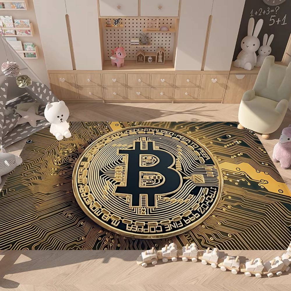 Luxurious B-bitcoin Logo Room Mats Retro Multiple Choice Living Room Kitchen Rug Non-Slip Welcome Rug